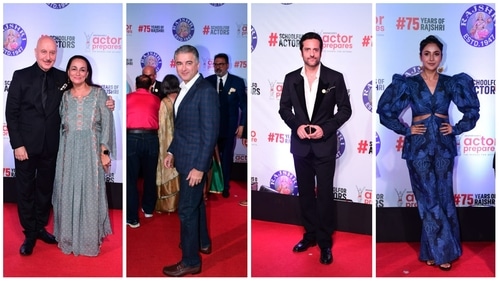 Anupam Kher with Soni Razdan, Jugal Hansraj, Fardeen Khan and Shehnaaz Gill at Uunchai screening. (Varinder Chawla) Anupam Kher with Soni Razdan, Jugal Hansraj, Fardeen Khan and Shehnaaz Gill at Uunchai screening. (Varinder Chawla)