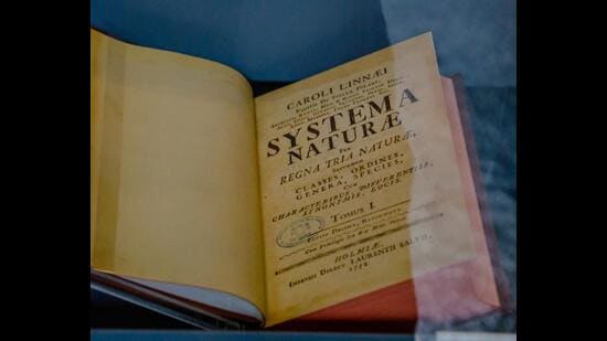 A copy of the Systema Naturae at the National History Museum in London, UK. It is one of the major works of the Swedish botanist, zoologist and physician Carl Linnaeus. (Shutterstock)