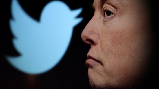 Elon Musk: Twitter logo and a photo of Elon Musk are displayed through magnifier in this illustration.(Reuters)