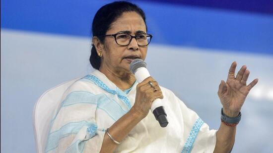 West Bengal chief minister Mamata Banerjee in Nadia district on Thursday. (PTI Photo)