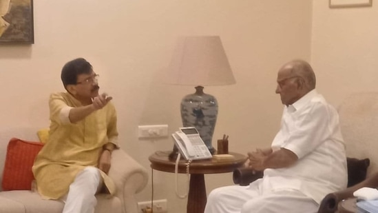 Sanjay Raut meets Sharad Pawar a day after release from jail(ANI)