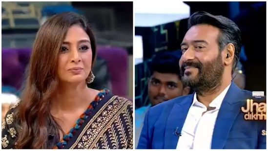 Tabu and Ajay Devgn during their appearance on Jhalak Dikhhla Jaa. 