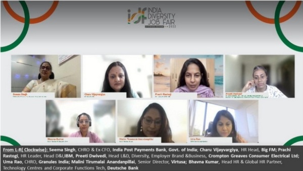 From L-R (Clockwise): Seema Singh, CHRO & Ex-CFO, India Post Payments Bank, Govt. of India; Charu Vijayvargiya, HR head, Big FM; Prachi Rastogi, HR Leader, Head D&I, IBM; Preeti Dwivedi, Head L&D, Diversity, Employer Brand & Business HR- Large Appliances, Crompton Greaves Consumer Electrical ltd; Uma Rao, CHRO, Granules India Limited; Malini Tirumalai Anandanpillai, Senior Director, Virtusa; Bhavna Kumar, Head HR, Deutsche India & Global HR Partner for Technology, Centres and Corporate Functions Tech From L-R (Clockwise): Seema Singh, CHRO & Ex-CFO, India Post Payments Bank, Govt. of India; Charu Vijayvargiya, HR head, Big FM; Prachi Rastogi, HR Leader, Head D&I, IBM; Preeti Dwivedi, Head L&D, Diversity, Employer Brand & Business HR- Large Appliances, Crompton Greaves Consumer Electrical ltd; Uma Rao, CHRO, Granules India Limited; Malini Tirumalai Anandanpillai, Senior Director, Virtusa; Bhavna Kumar, Head HR, Deutsche India & Global HR Partner for Technology, Centres and Corporate Functions Tech