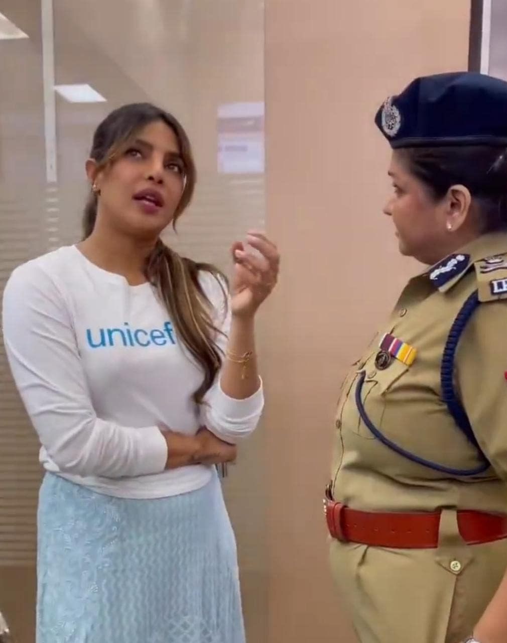 Priyanka Chopra during a UNICEF visit in Lucknow with UP Police. Priyanka Chopra during a UNICEF visit in Lucknow with UP Police.