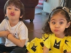 Taimur Ali Khan with Inaaya Naumi Kemmu during a family get-together. Taimur Ali Khan with Inaaya Naumi Kemmu during a family get-together.