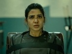 Yashoda movie review: Samantha Ruth Prabhu in a still from the film. Yashoda movie review: Samantha Ruth Prabhu in a still from the film.