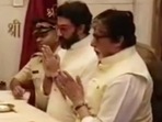 Abhishek Bachchan and Amitabh Bachchan at Siddhivinayak temple on Friday. Abhishek Bachchan and Amitabh Bachchan at Siddhivinayak temple on Friday.