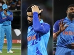Rohit Sharma, Virat Kohli and Hardik Pandya after India's defeat to England Rohit Sharma, Virat Kohli and Hardik Pandya after India's defeat to England