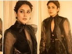 Shehnaaz Gill steals the show at Monica O My Darling screening in all-black lace look. (Instagram) Shehnaaz Gill steals the show at Monica O My Darling screening in all-black lace look. (Instagram)
