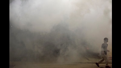 Health workers conduct a fumigation drive in Uttar Pradesh (Hindustan Times)