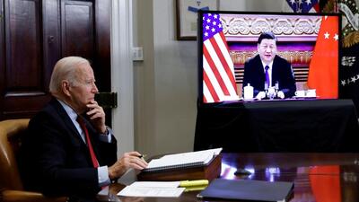 US President Joe Biden speaks virtually with Chinese leader Xi Jinping from the White House in Washington, US, on November 15, 2021. (REUTERS) US President Joe Biden speaks virtually with Chinese leader Xi Jinping from the White House in Washington, US, on November 15, 2021. (REUTERS)