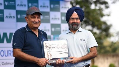 Justice Anupinder Singh Grewal of the Punjab and Haryana high court played a brilliant round of 75 (3 over Par) in AWS Winter Golf Tournament held at Golmuri Golf Club, Jamshedpur, recently. (HT Photo)