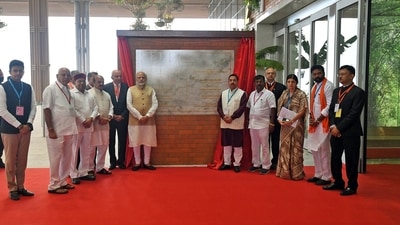 Prime Minister Narendra Modi at the inauguration of Terminal 2 of Kempegowda International Airport, in Bengaluru. (ANI/PIB)