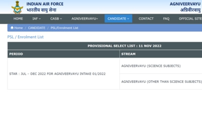 IAF Agniveer result 01/2022 declared at agnipathvayu.cdac.in IAF Agniveer result 01/2022 declared at agnipathvayu.cdac.in