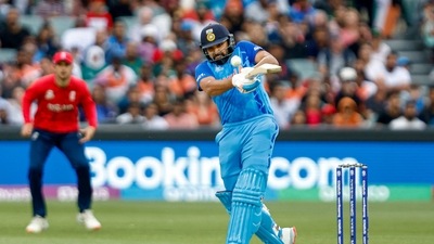 Rohit Sharma scored 27 off 28 balls (PTI) Rohit Sharma scored 27 off 28 balls (PTI)