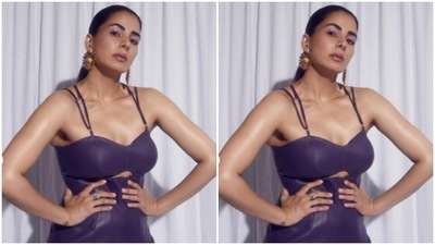 Kirti played muse to fashion designer Bennu Sehgall and picked a leather dress from the shelves of the designer. (Instagram/@iamkirtikulhari) Kirti played muse to fashion designer Bennu Sehgall and picked a leather dress from the shelves of the designer. (Instagram/@iamkirtikulhari)