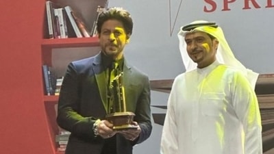 Shah Rukh khan at the Sharjah International Book Fair 2022. (Twitter.) Shah Rukh khan at the Sharjah International Book Fair 2022. (Twitter.)