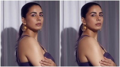 Kirti accessorised her look for the day with statement golden earrings from the house of Radhika Agrawal Jewels. (Instagram/@iamkirtikulhari) Kirti accessorised her look for the day with statement golden earrings from the house of Radhika Agrawal Jewels. (Instagram/@iamkirtikulhari)