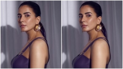 Kirti teamed her dress with violet fishnet stockings and violet stilettos from the shelves of Christian Louboutin. (Instagram/@iamkirtikulhari) Kirti teamed her dress with violet fishnet stockings and violet stilettos from the shelves of Christian Louboutin. (Instagram/@iamkirtikulhari)