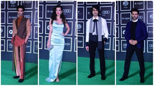 Babil Khan, Saba Azad, Shantanu Maheshwari and Kartik Aaryan at the event. (Varinder Chawla) Babil Khan, Saba Azad, Shantanu Maheshwari and Kartik Aaryan at the event. (Varinder Chawla)
