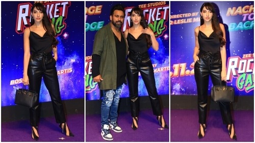 Nora Fatehi serves the perfect date night look in all-black ensemble. (HT Photo/Varinder Chawla) Nora Fatehi serves the perfect date night look in all-black ensemble. (HT Photo/Varinder Chawla)