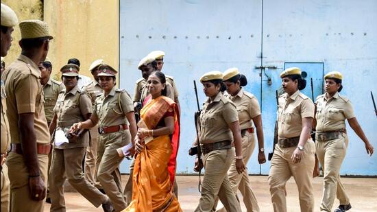 In this file photo Nalini Sriharan (C in orange), who was convicted in the assassination case of former prime minister Rajiv Gandhi, is released from the Vellore Central Prison on a one-month parole to attend her daughter's wedding, in Vellore. (AFP) In this file photo Nalini Sriharan (C in orange), who was convicted in the assassination case of former prime minister Rajiv Gandhi, is released from the Vellore Central Prison on a one-month parole to attend her daughter's wedding, in Vellore. (AFP)