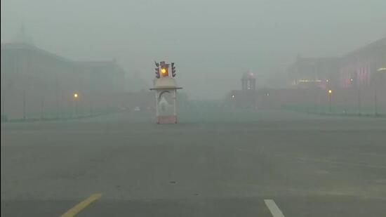 Delhi’s sky enveloped in a layer of smog as the overall air quality index (AQI was under ‘very poor’ category. (ANI image)