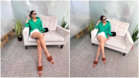 Hina Khan is a ‘serial chiller’ in casuals. Highlight of the look: The flats(Instagram/@realhinakhan)