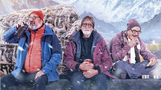 Uunchai movie review: Boman Irani, Amitabh Bachchan and Anupam Kher in Uunchai.