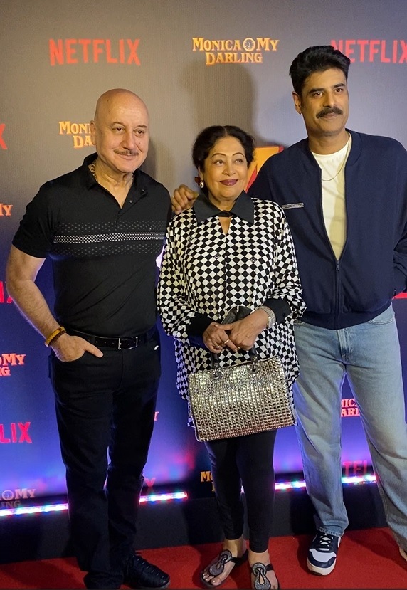 Anupam Kher, Kirron Kher and Sikandar Kher at Monica, O My Darling screening. (Varinder Chawla) Anupam Kher, Kirron Kher and Sikandar Kher at Monica, O My Darling screening. (Varinder Chawla)