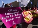 Demonstrators participate in a protest at the COP27 U.N. Climate Summit, Saturday. Demonstrators participate in a protest at the COP27 U.N. Climate Summit, Saturday.