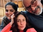 Kareena Kapoor pouts a she poses for pictures with her team. The actor is filming in London. Kareena Kapoor pouts a she poses for pictures with her team. The actor is filming in London.