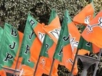 BJP flags at the party headquarter in New Delhi.(HT File Photo) BJP flags at the party headquarter in New Delhi.(HT File Photo)