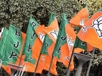 BJP flags at the party headquarter in New Delhi.(HT File Photo) BJP flags at the party headquarter in New Delhi.(HT File Photo)