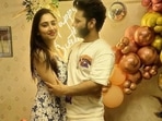Acto Disha Parmar and her singer-husband, Rahul Vaidya, celebrated her 28th birthday on November 11. Today, the Bade Achhe Lagte Hain 2 actor took to Instagram to share snippets from her at-home celebrations. The romantic pictures show the star hugging Rahul and the two posing happily for the camera while standing in front of birthday decorations featuring balloons and a 'happy birthday' neon sign. (Instagram)