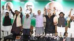 The Grand Alliance press conference in Patna on Saturday. (Santosh Kumar?HT) The Grand Alliance press conference in Patna on Saturday. (Santosh Kumar?HT)