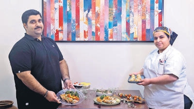 Mumbai, India - Nov. 10, 2022: (L to R) Arzaan Sabawalla, HOD- Food Divison, Head Chef and Hooma Billimoria- HOD Cake & Confectionery Dept, at RTI's Gourmet near Babulnath, in Mumbai, India, on Thursday, November 10, 2022. (Photo by Anshuman Poyrekar/ Hindustan Times) (Hindustan Times)
