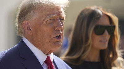Donald Trump: Former President Donald Trump talks to the media with Melania Trump. (AP) Donald Trump: Former President Donald Trump talks to the media with Melania Trump. (AP)