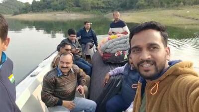 The Election Commission dispatched a team by a boat to establish a polling station in Himchal Pradesh’s Fatehpur, Kangra, where there are nearly 90 voters. (Sourced) The Election Commission dispatched a team by a boat to establish a polling station in Himchal Pradesh’s Fatehpur, Kangra, where there are nearly 90 voters. (Sourced)