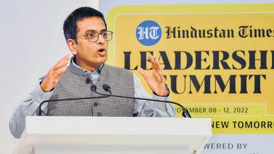 Chief Justice of India Dhananjaya Y Chandrachud at the HT Leadership Summit on Saturday. (HT Photo) Chief Justice of India Dhananjaya Y Chandrachud at the HT Leadership Summit on Saturday. (HT Photo)