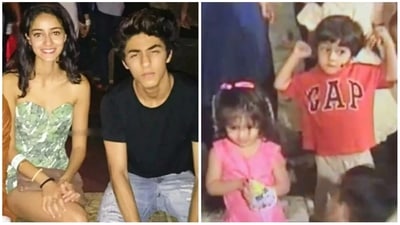 Ananya Panday shared a cute childhood picture (right) with Aryan Khan on his birthday. Ananya Panday shared a cute childhood picture (right) with Aryan Khan on his birthday.