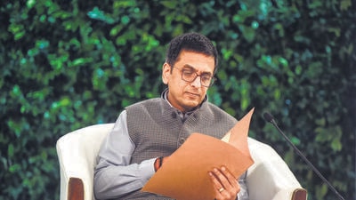New Delhi, India - Nov. 12, 2022: Justice Dhananjaya Y. Chandrachud, Hon. Chief Justice of India at the Hindustan Times Leadership Summit, in New Delhi, India, on Saturday, November 12, 2022. (Photo by Raj K Raj/ Hindustan Times) (Hindustan Times)