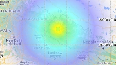A graphic depicts the earthquake of Magnitude: 5.4 that occurred on Saturday evening, (National Center for Seismology)