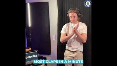 Dalton Meyer from United States clapping his hands for the world record. (Twitter/@GWR)