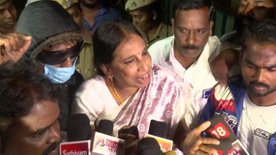 Nalini Sriharan, one of six convicts in Rajiv Gandhi assassination case, speaks to media persons after release from jail. (ANI) Nalini Sriharan, one of six convicts in Rajiv Gandhi assassination case, speaks to media persons after release from jail. (ANI)