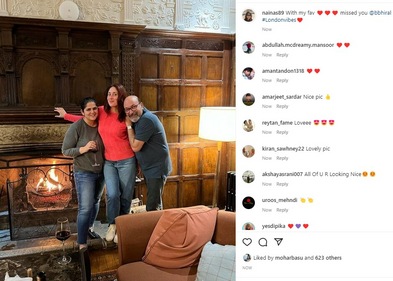 Kareena Kapoor poses with her team in London. Kareena Kapoor poses with her team in London.