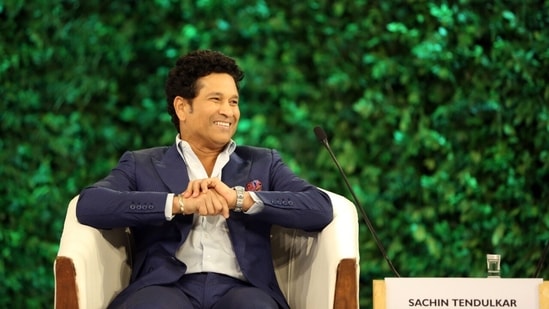 Sachin Tendulkar gave his prediction about the ongoing T20 World Cup and said that "looking at the ground dimension, I am going with England. Pakistan has the momentum but England will get to play square of the wicket."(HT Photo/Sanchit Khanna)