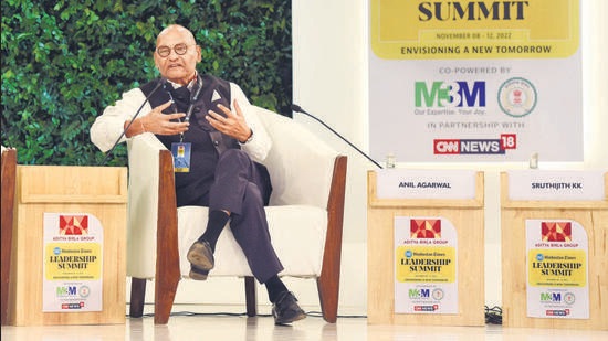 Anil Agarwal, chairman of Vedanta Resources Limited at the 20th Hindustan Times Leadership Summit. (Ravi Kumar/HT Photo)