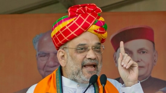 Union home minister Amit Shah was one of the star campaigners of the ruling BJP in Himachal Pradesh. (ANI Photo)(Shailesh Bhatnagar)