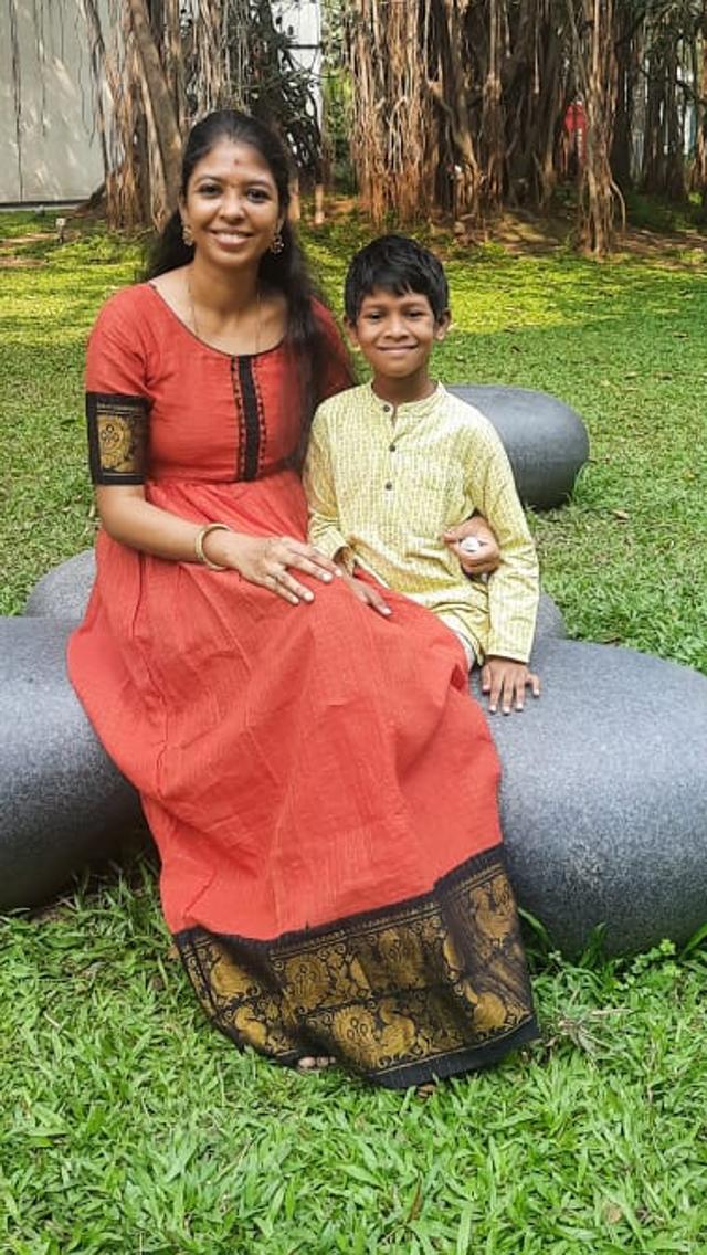 Aishwarya Vinodh and her son Aishwarya Vinodh and her son